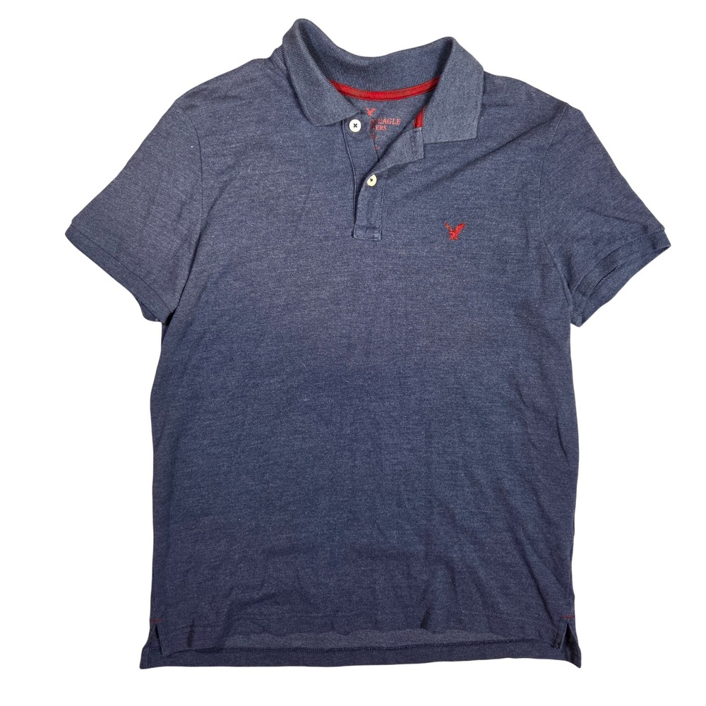 American Eagle Outfitters Mens Classic Fit Polo Shirt Heather Navy Blue Size M